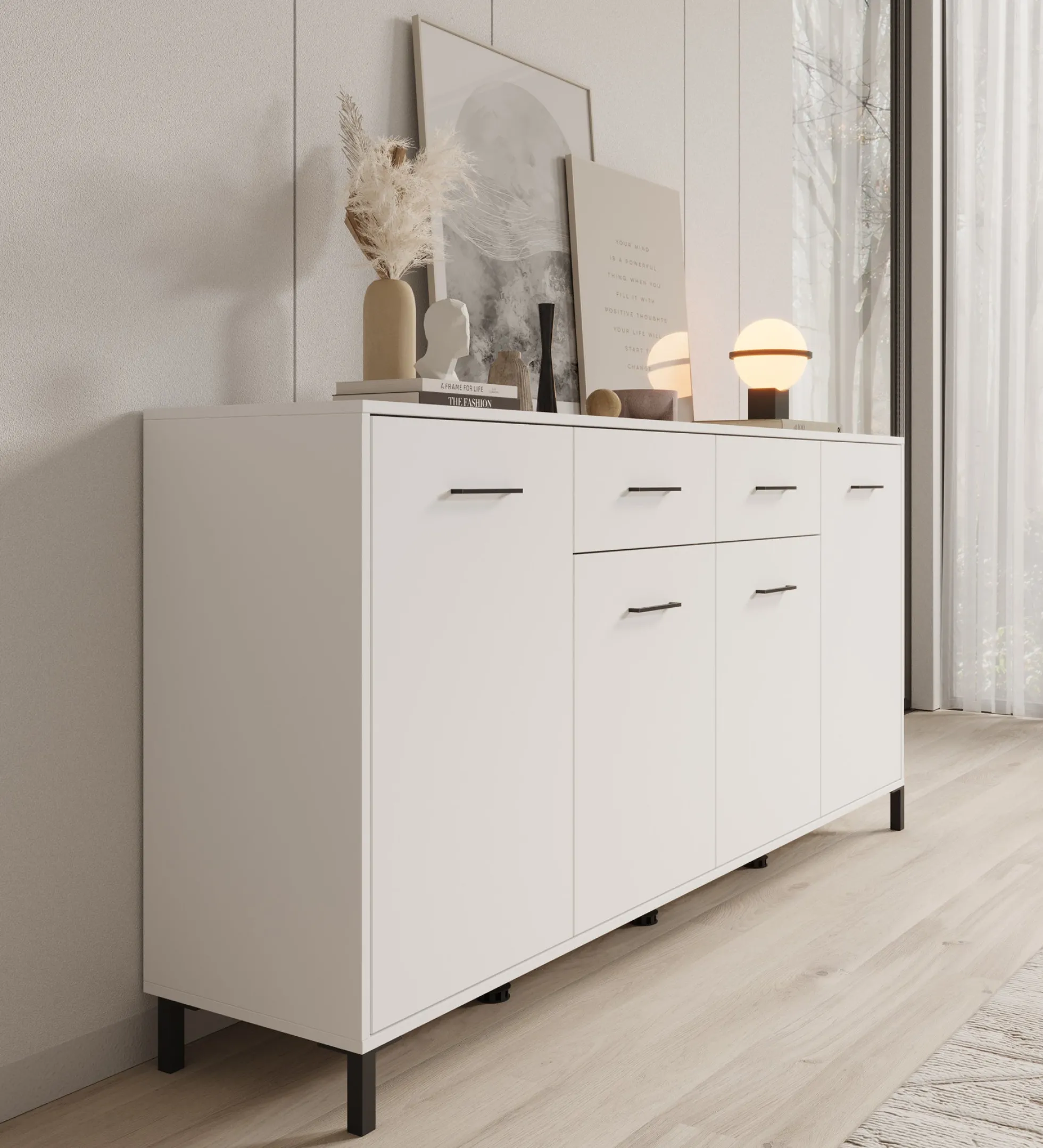 Vidor - Dressoir - Wit - 183x40x90 cm