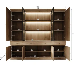 Vince 4 - Buffetkast - Eiken - 240x40x220 cm