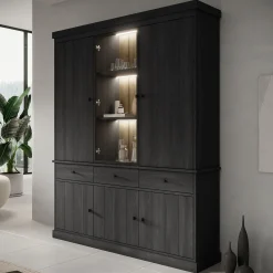 Vince 3 - Buffetkast - Zwart - 182x40x220 cm