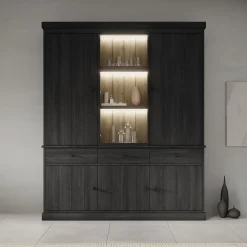 Vince 3 - Buffetkast - Zwart - 182x40x220 cm
