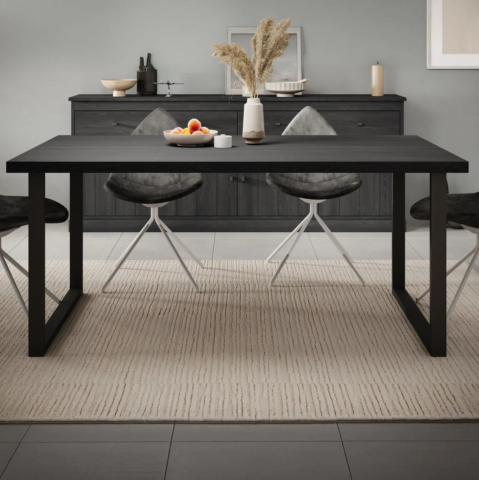Vince - Eetkamertafel - Zwart - 180x98x78 cm