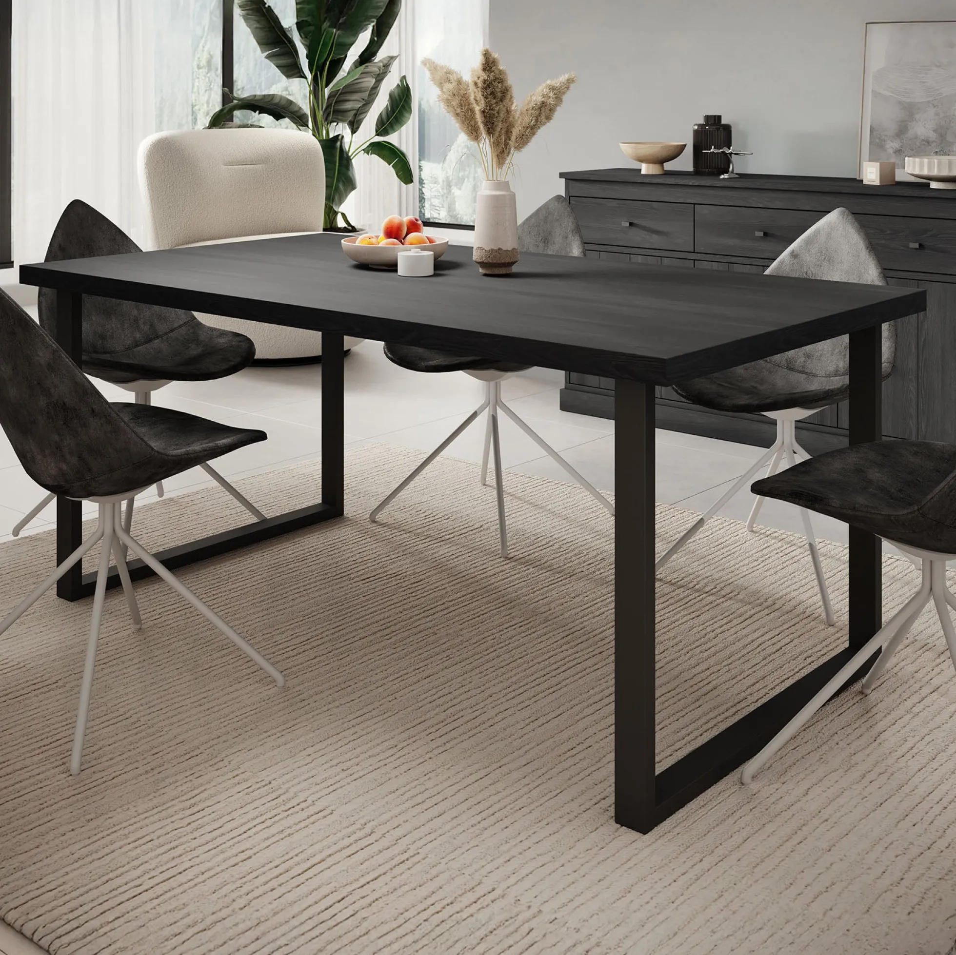 Vince - Eetkamertafel - Zwart - 180x98x78 cm