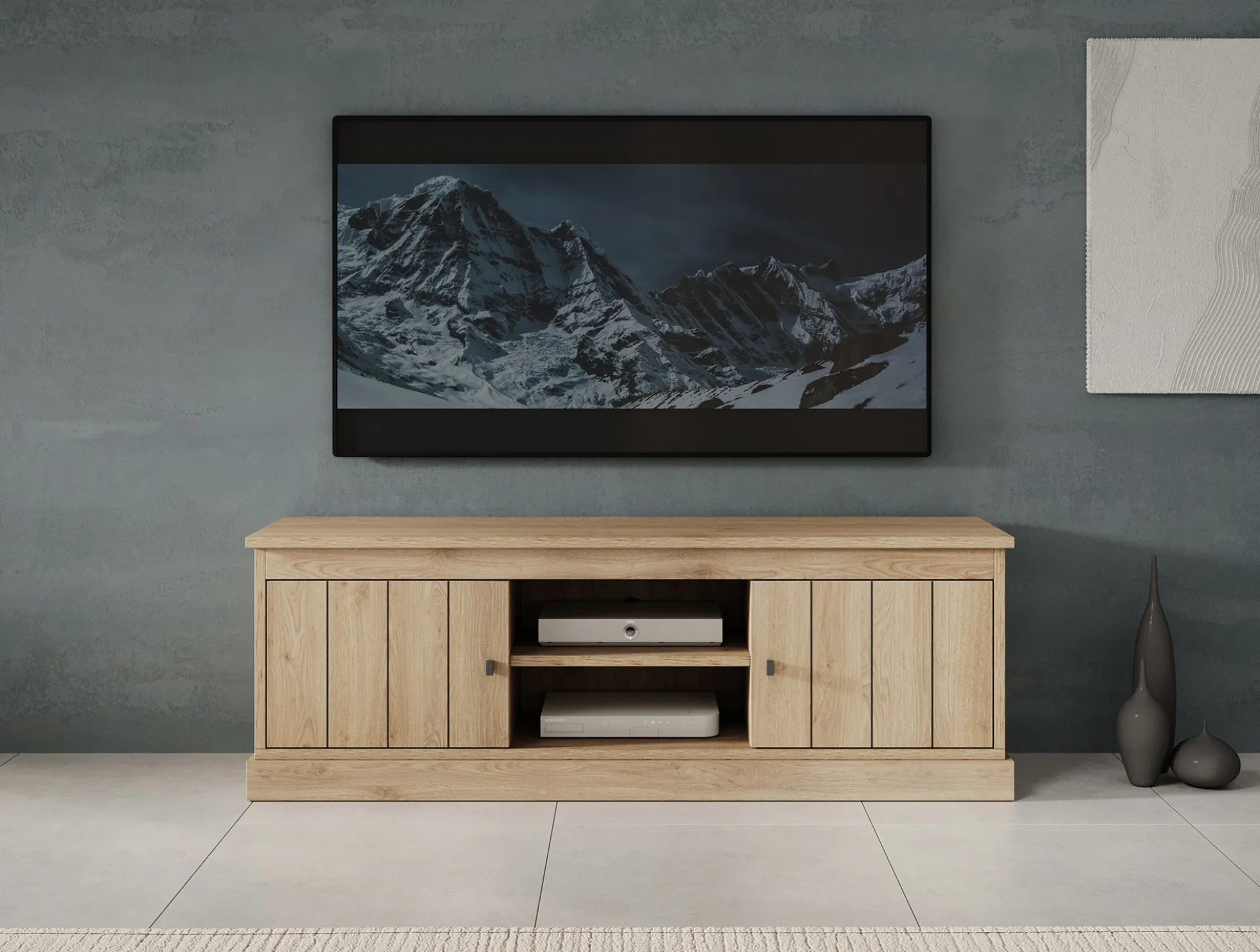 Vince - TV-Meubel met 2 deuren - Eiken - 155 cm