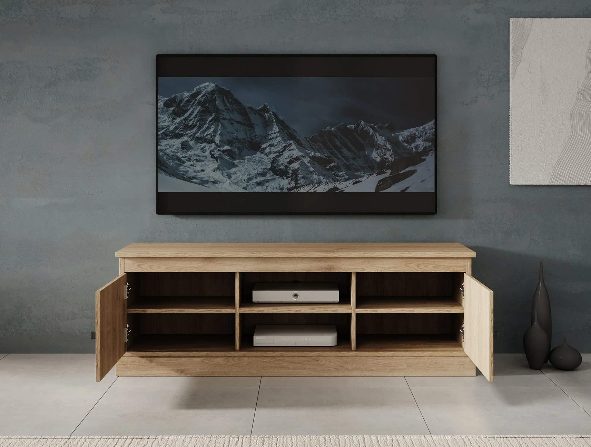 Vince - TV-Meubel met 2 deuren - Eiken - 155 cm