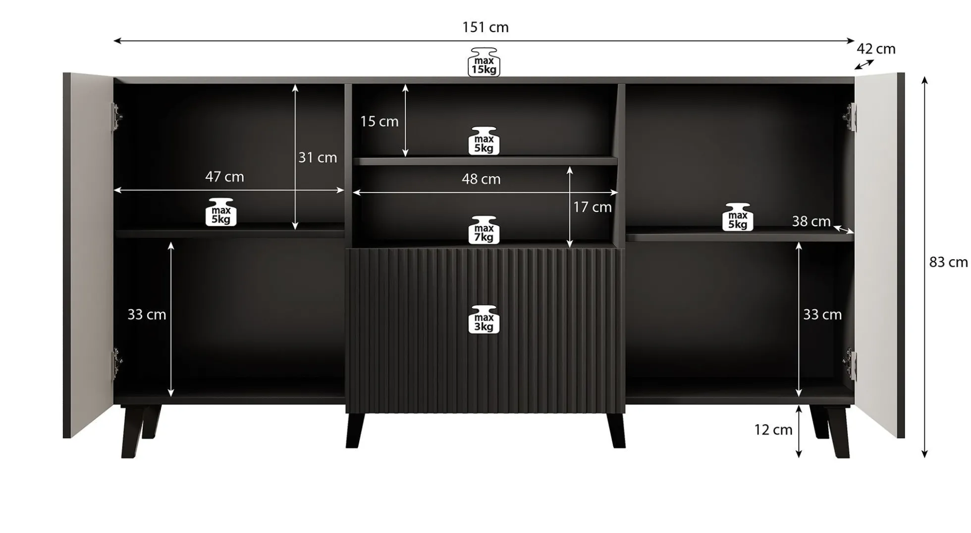 Vintar - Dressoir - Eiken - 151x42x83 cm