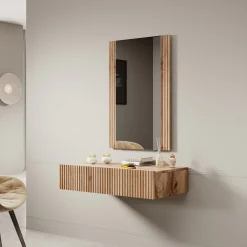 Vintar - Kaptafel met spiegel - Eiken - 80x42 cm