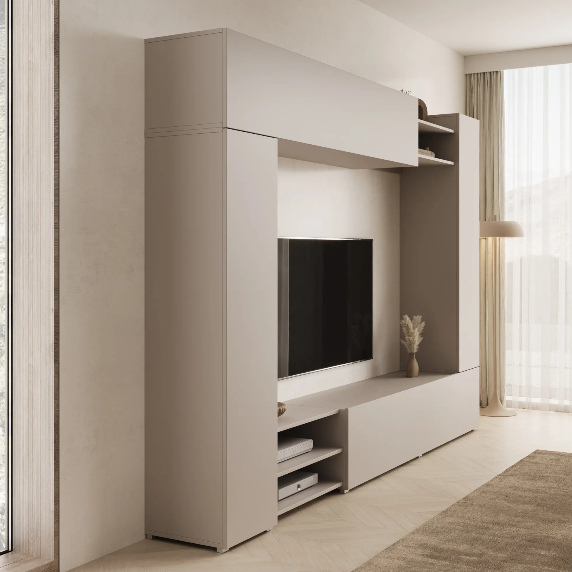 Virevano - Wandmeubel - Beige - 270x37x185 cm