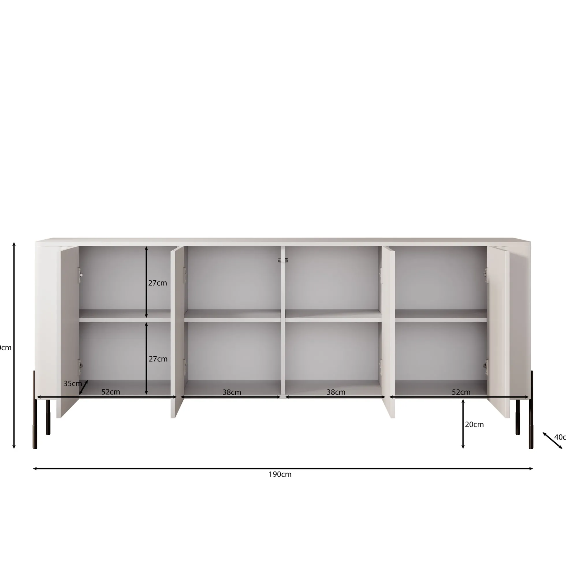 Vivi - Dressoir - Beige - 190x40x80 cm