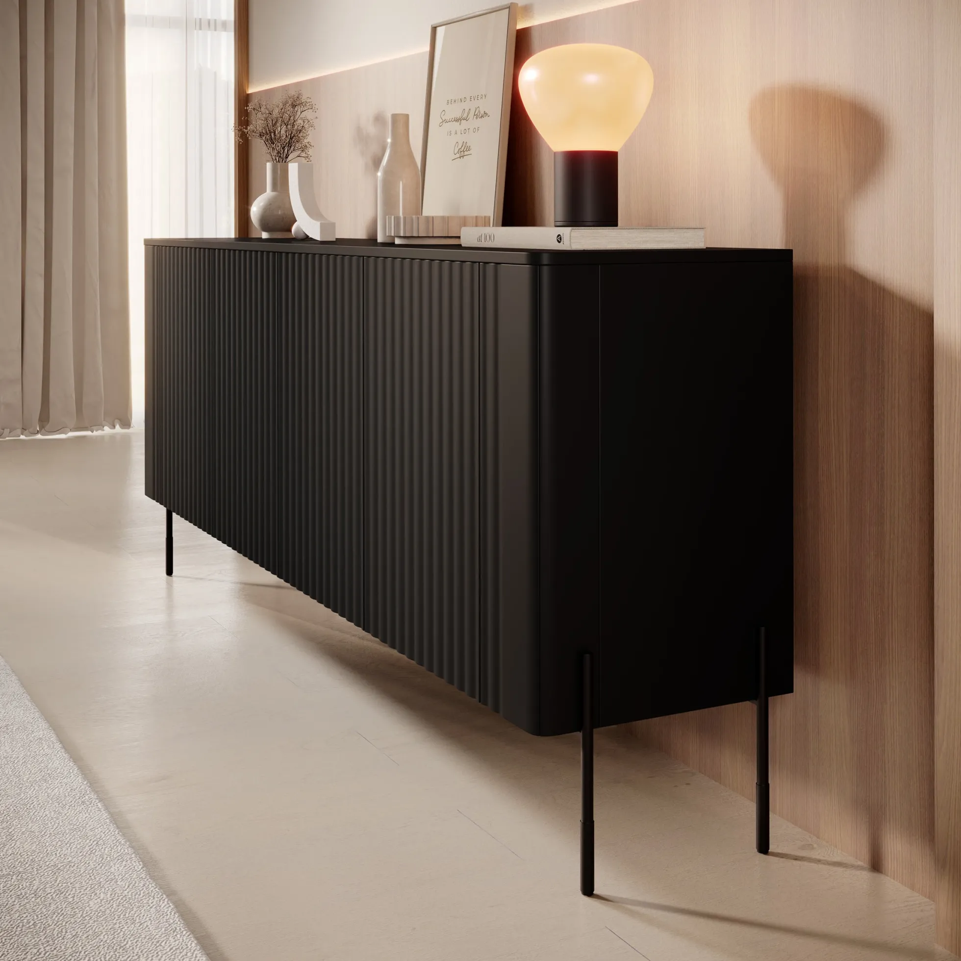 Vivi - Dressoir - Zwart - 190x40x80 cm