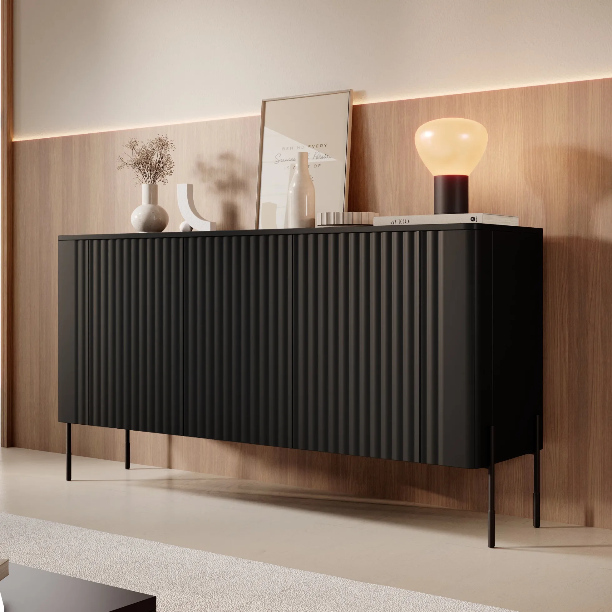 Vivi - Dressoir - Zwart - 150x40x80 cm