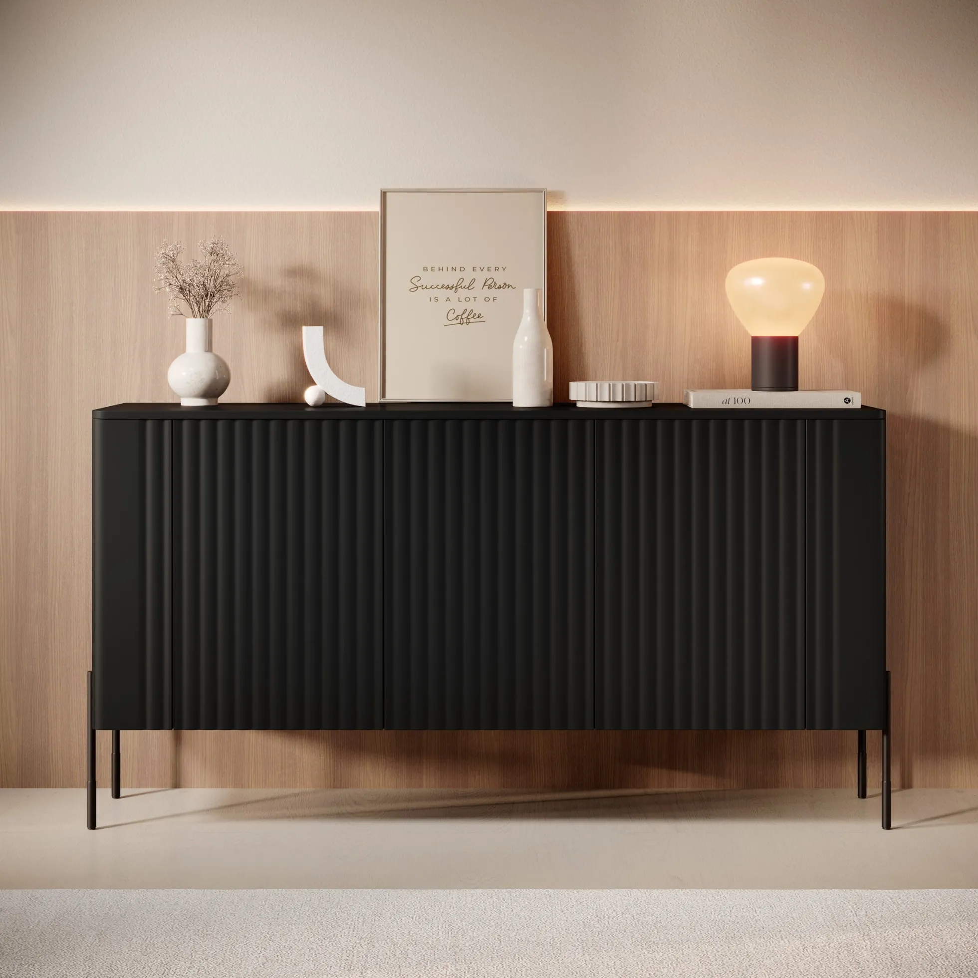 Vivi - Dressoir - Zwart - 150x40x80 cm