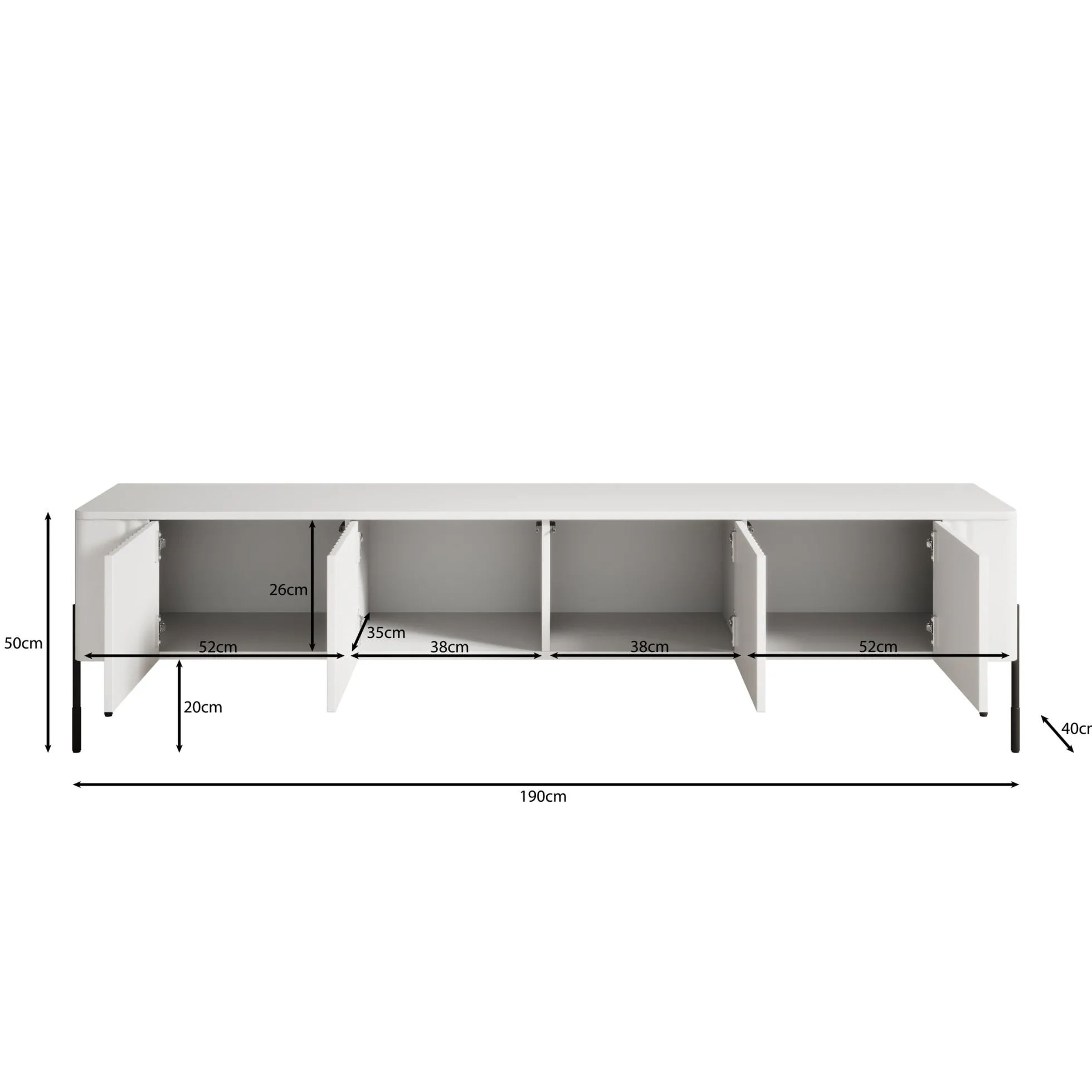 Vivi - TV-Meubel - Wit - 190x40x50 cm