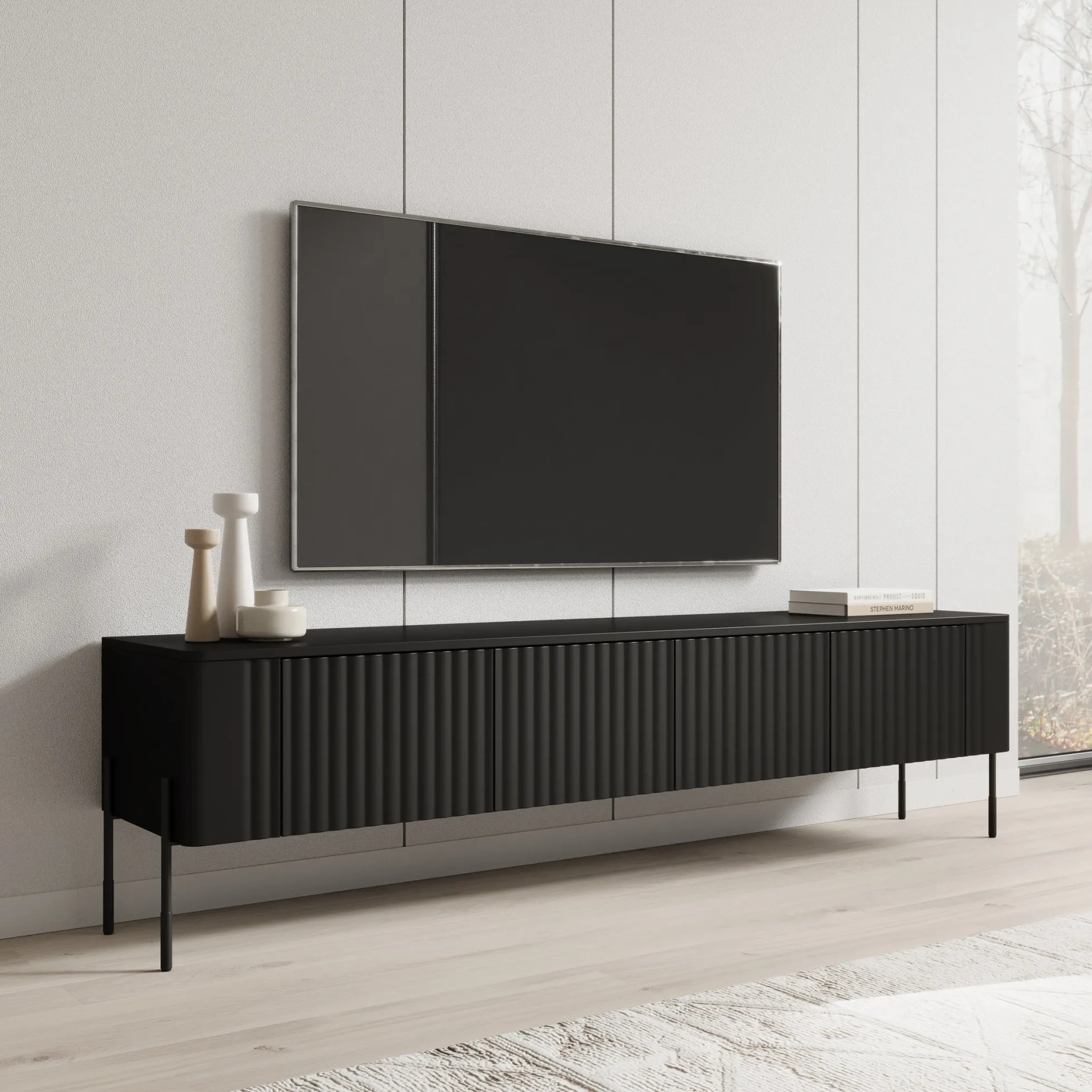 Vivi - TV-Meubel - Zwart - 190x40x50 cm