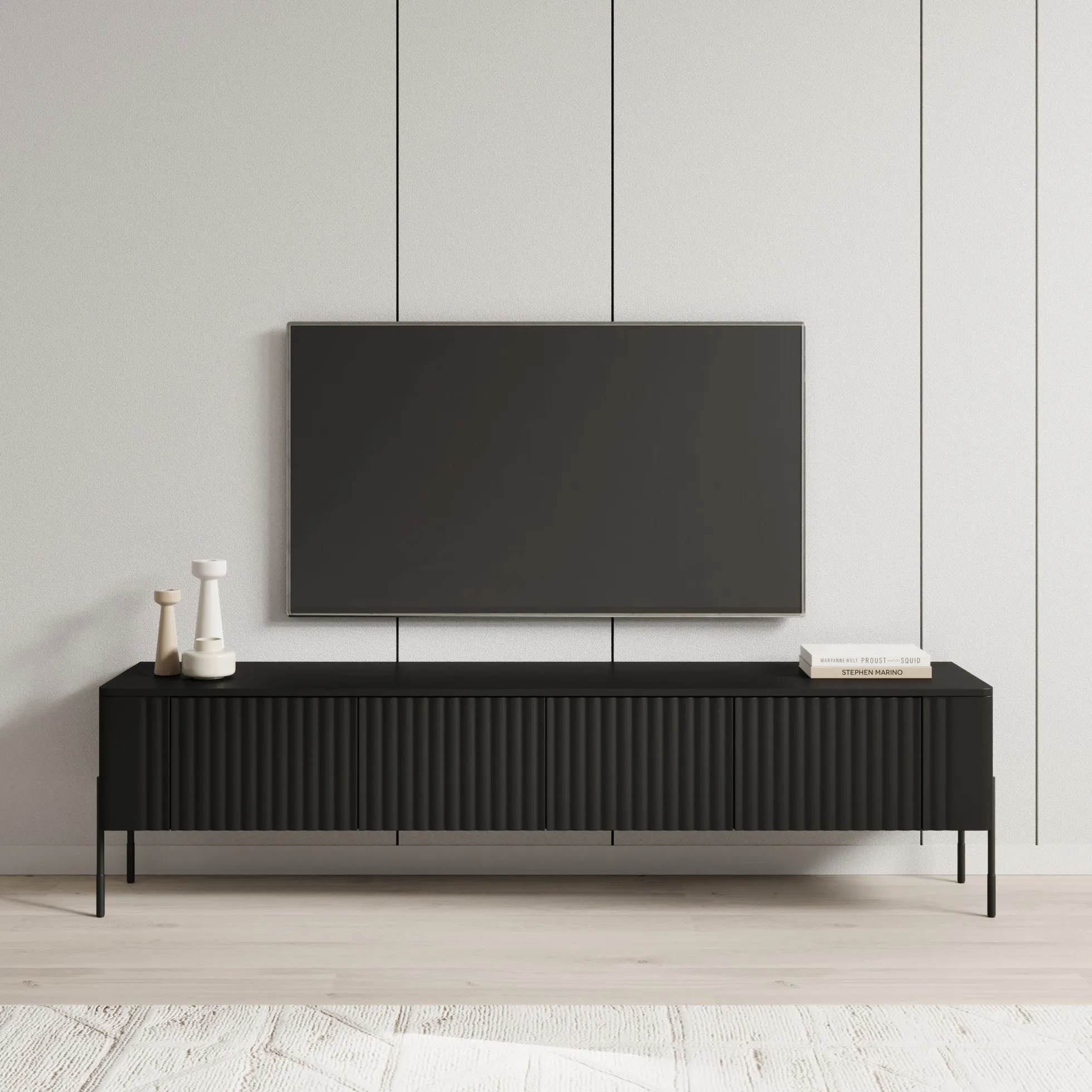 Vivi - TV-Meubel - Zwart - 190x40x50 cm