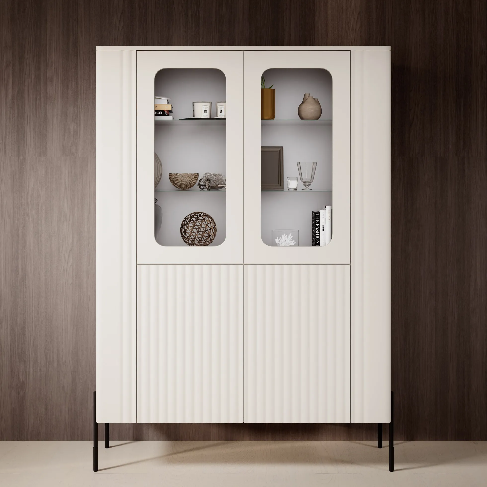 Vivi - Vitrinekast - Beige - 110x40x160 cm