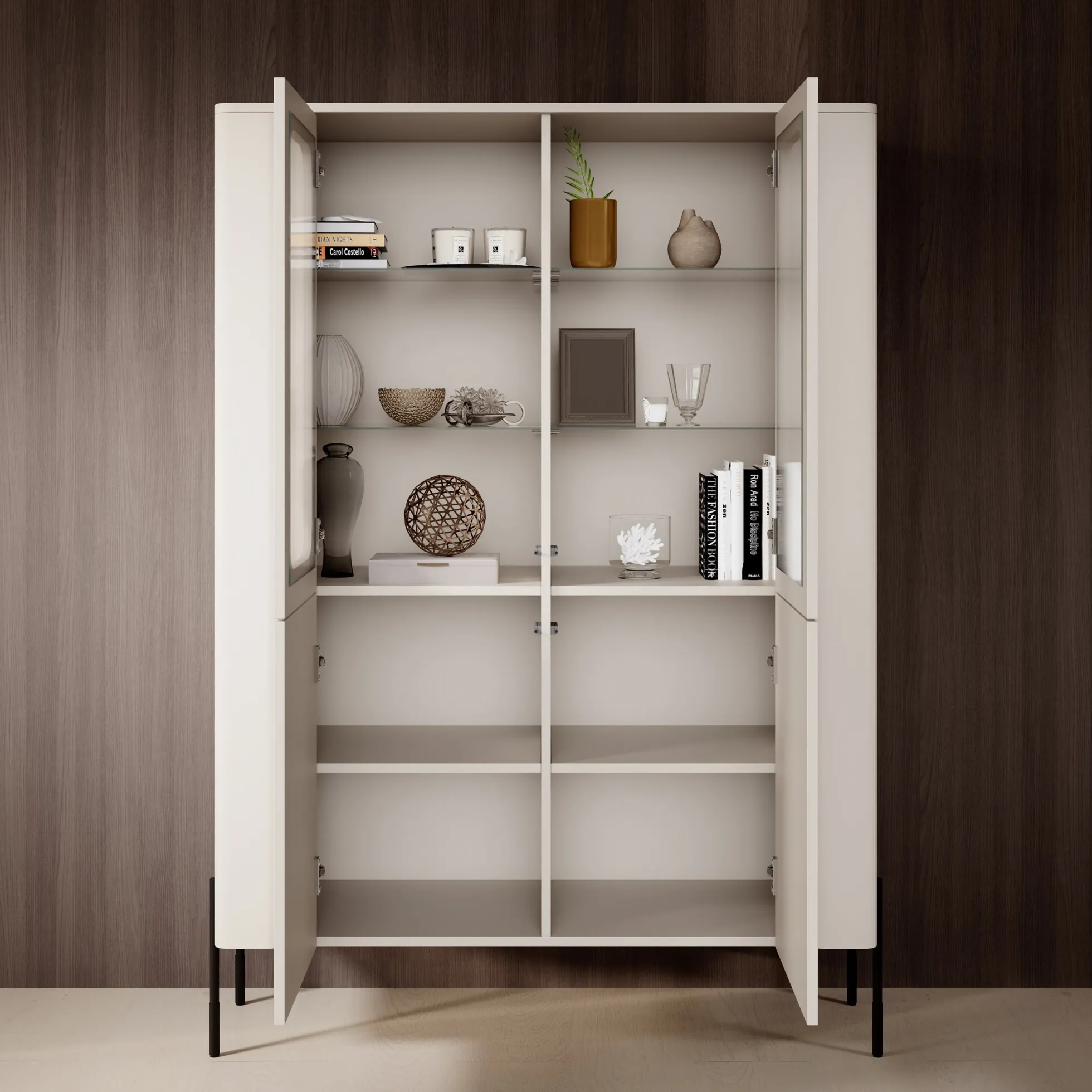 Vivi - Vitrinekast - Beige - 110x40x160 cm