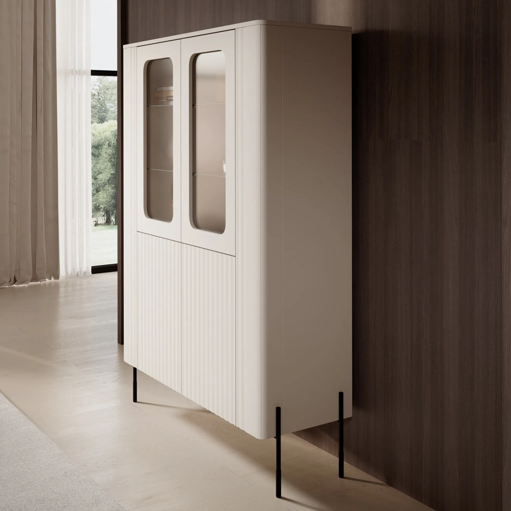 Vivi - Vitrinekast - Beige - 110x40x160 cm
