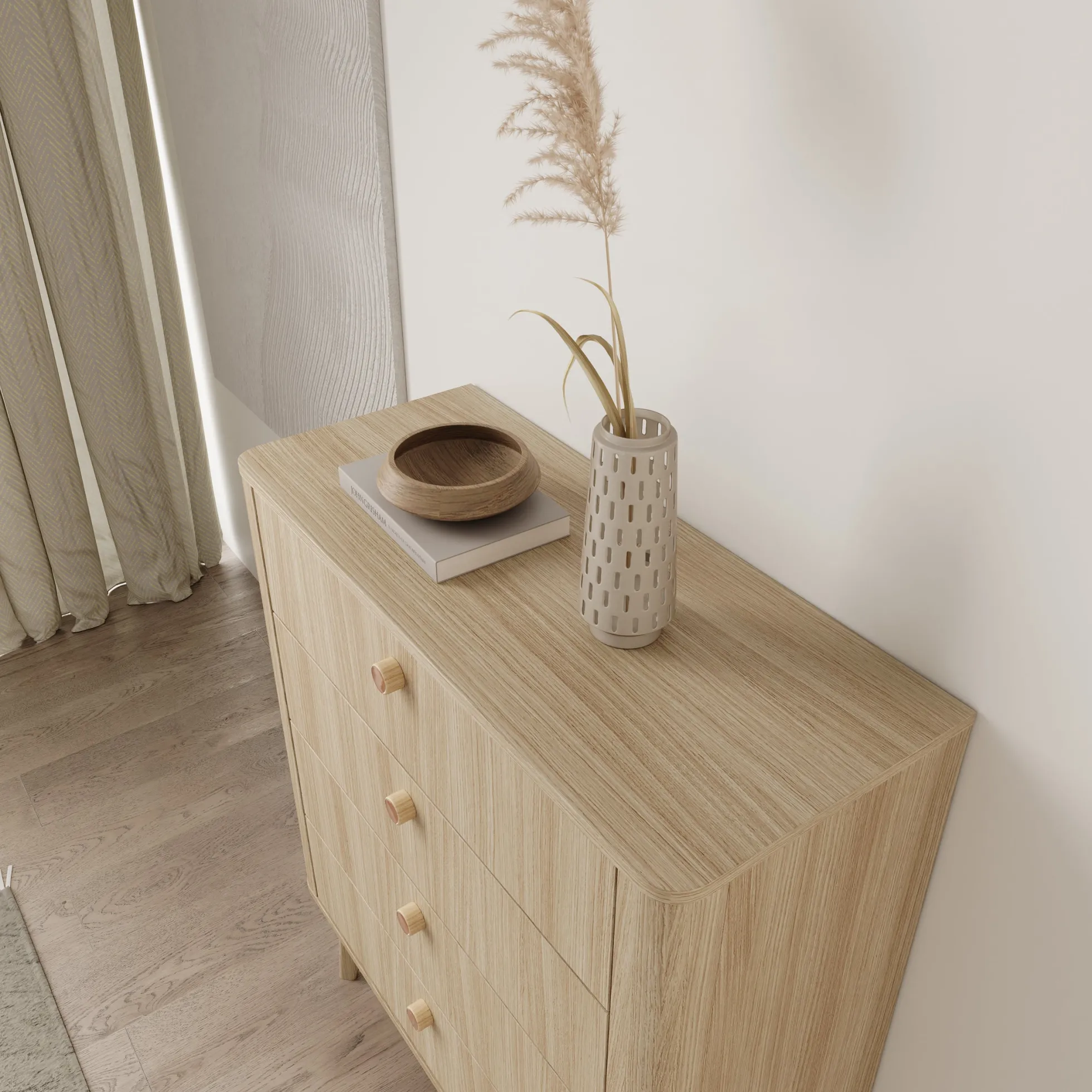 Voorne - Ladekast 4 lades - Eiken - 88x38x103 cm