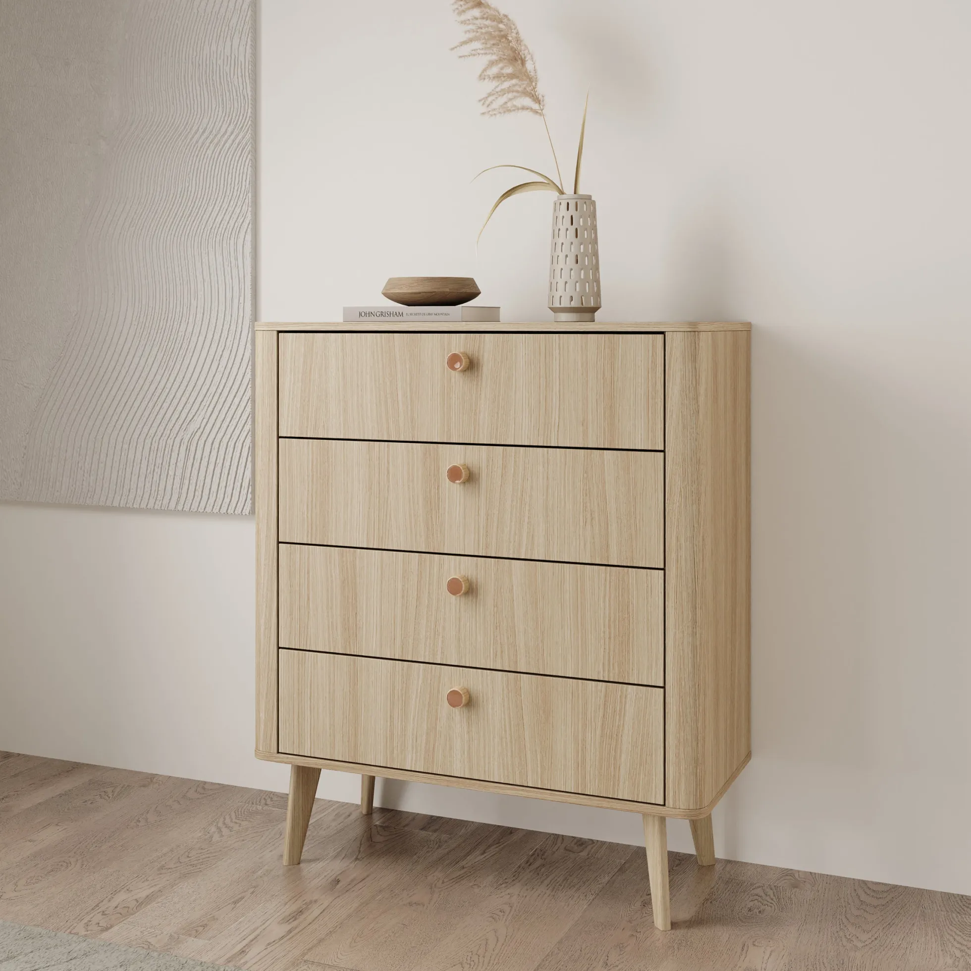 Voorne - Ladekast 4 lades - Eiken - 88x38x103 cm