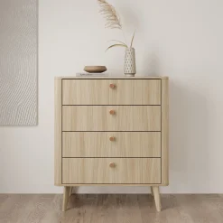 Voorne - Ladekast 4 lades - Eiken - 88x38x103 cm