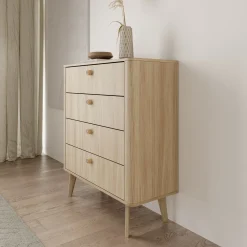 Voorne - Ladekast 4 lades - Eiken - 88x38x103 cm