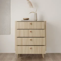 Voorne - Ladekast 4 lades - Eiken - 88x38x103 cm