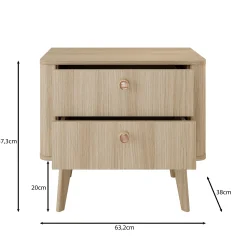 Voorne - Nachtkastje - Eiken - 63x38x57 cm