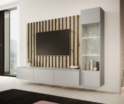 Votado 1 - Wandmeubel - Grijs/eiken - 180x35x30 cm