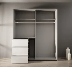 Walter - Kledingkast met schuifdeuren - Wit - 170x61x200 cm