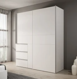 Walter - Kledingkast met schuifdeuren - Wit - 170x61x200 cm