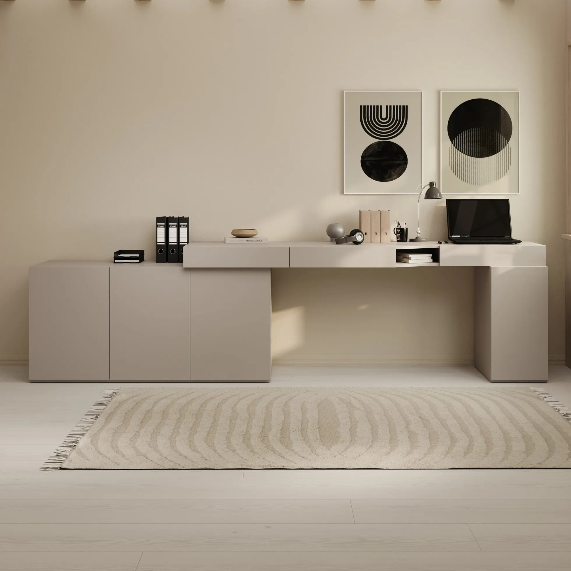 Whenua 3 - Bureau links - Beige - 321x55x79 cm