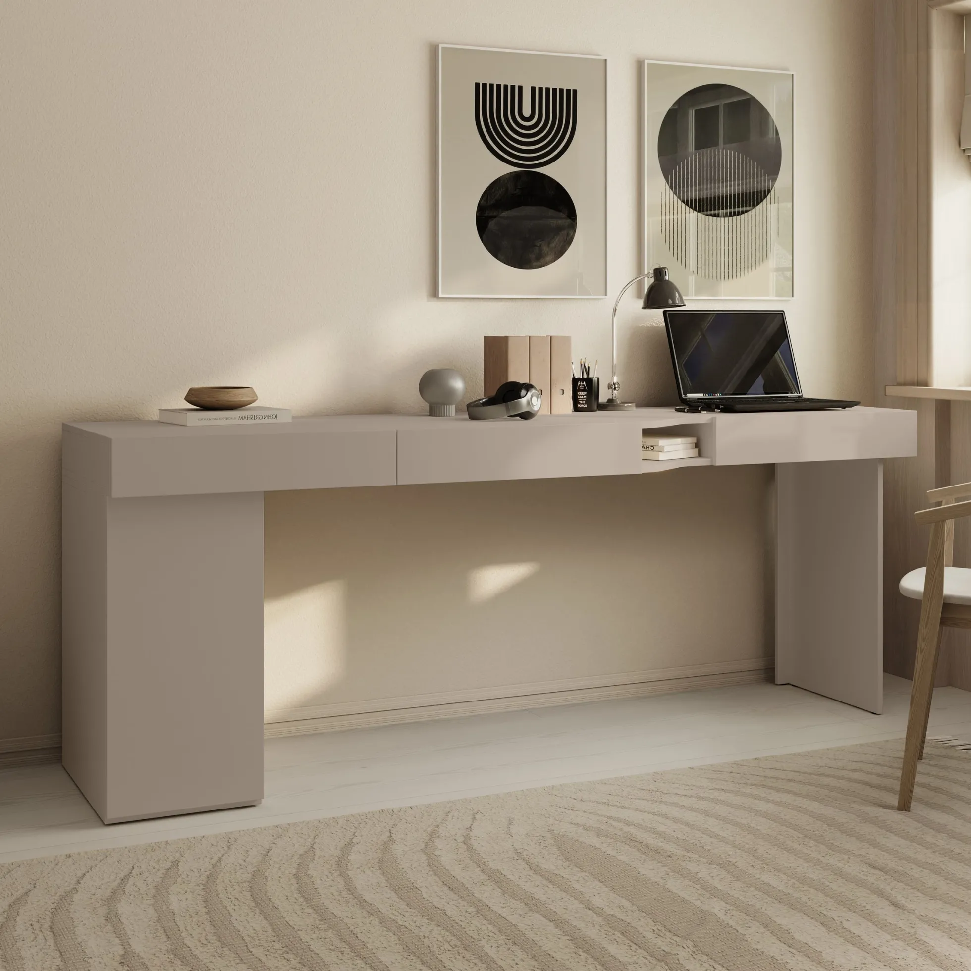 Whenua 2 - Bureau links - Beige - 211x55x79 cm