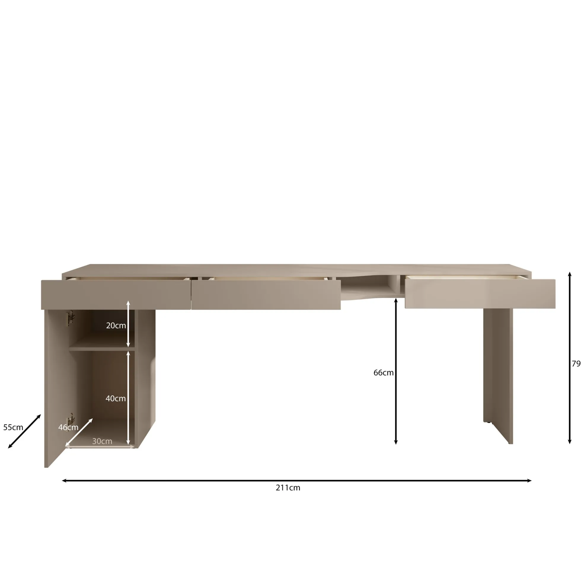 Whenua 2 - Bureau links - Beige - 211x55x79 cm