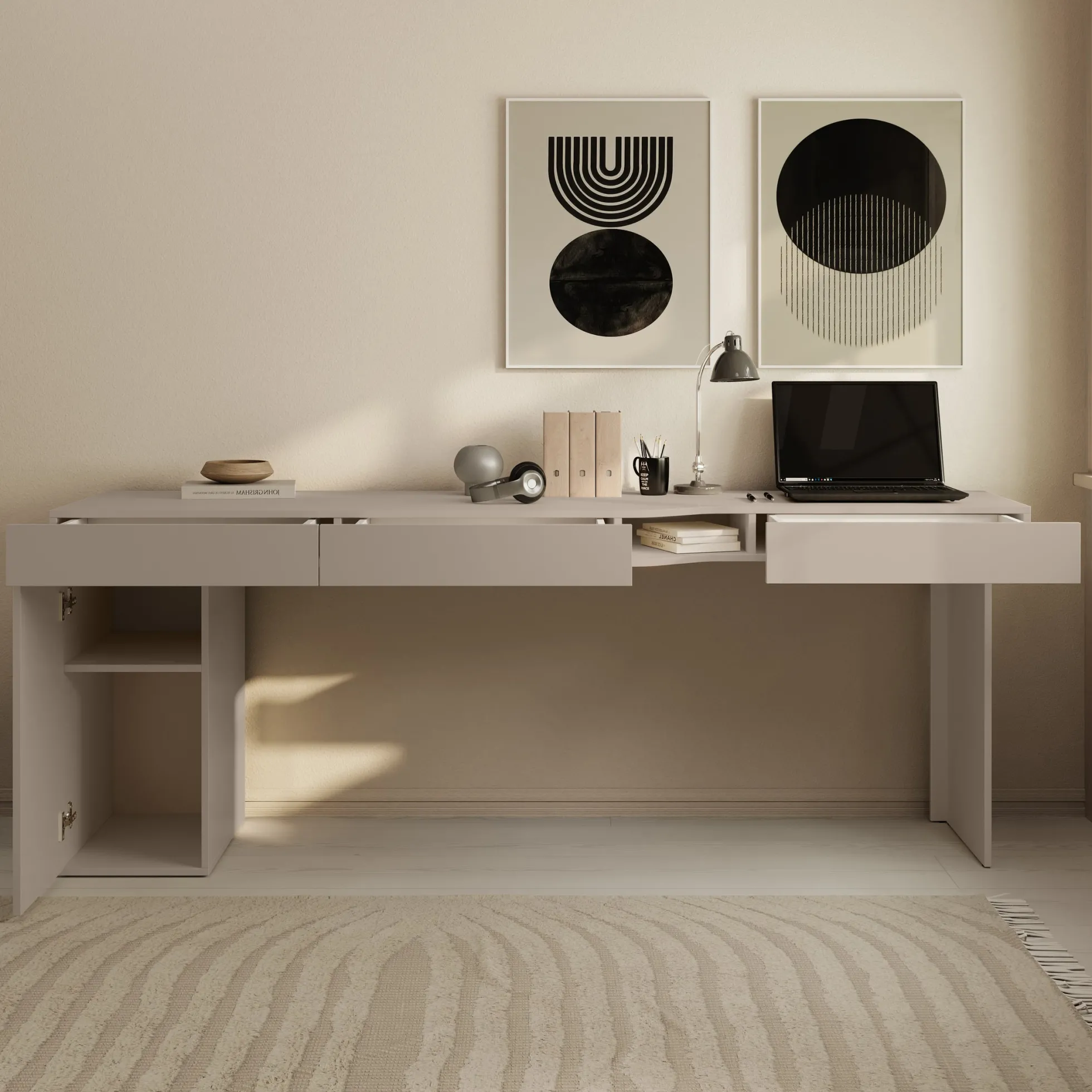 Whenua 2 - Bureau links - Beige - 211x55x79 cm