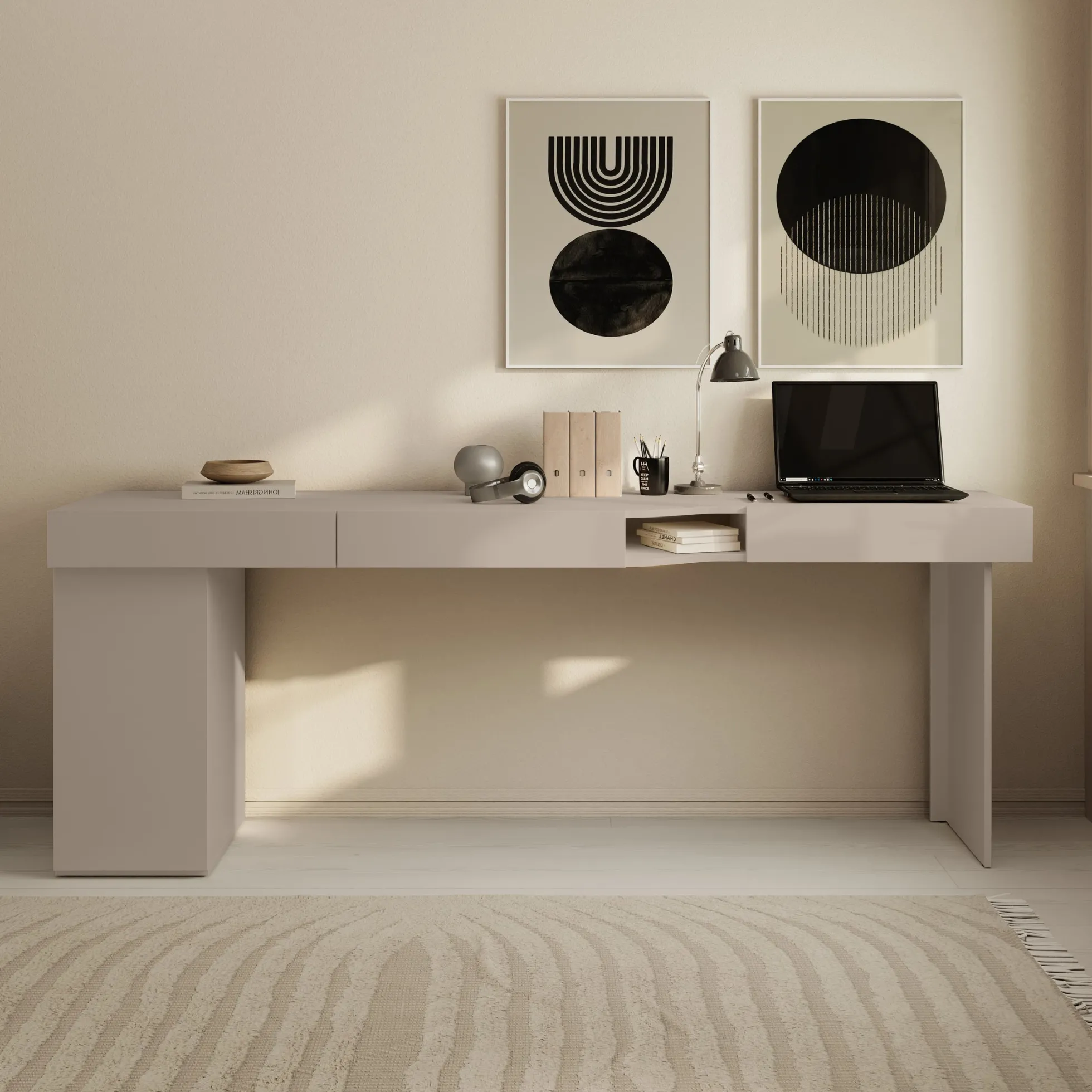 Whenua 2 - Bureau links - Beige - 211x55x79 cm