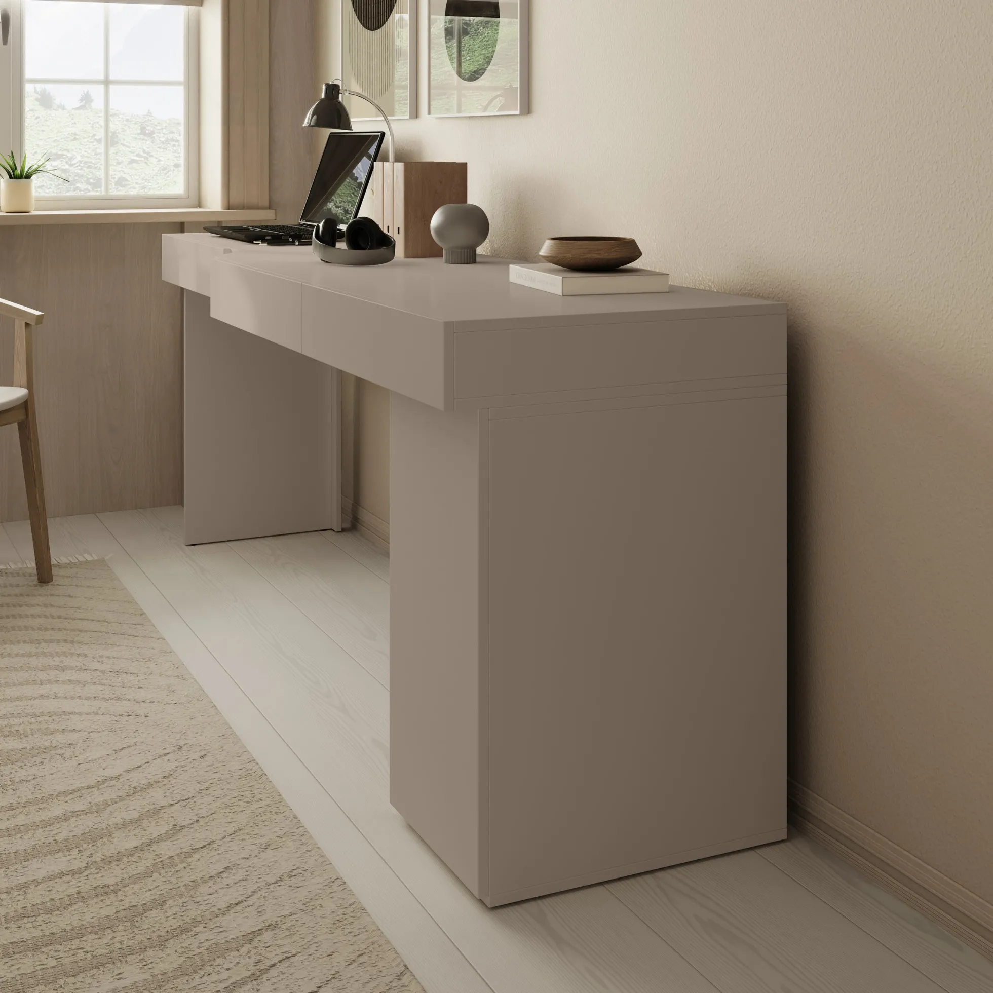 Whenua 2 - Bureau rechts - Beige - 211x55x79 cm