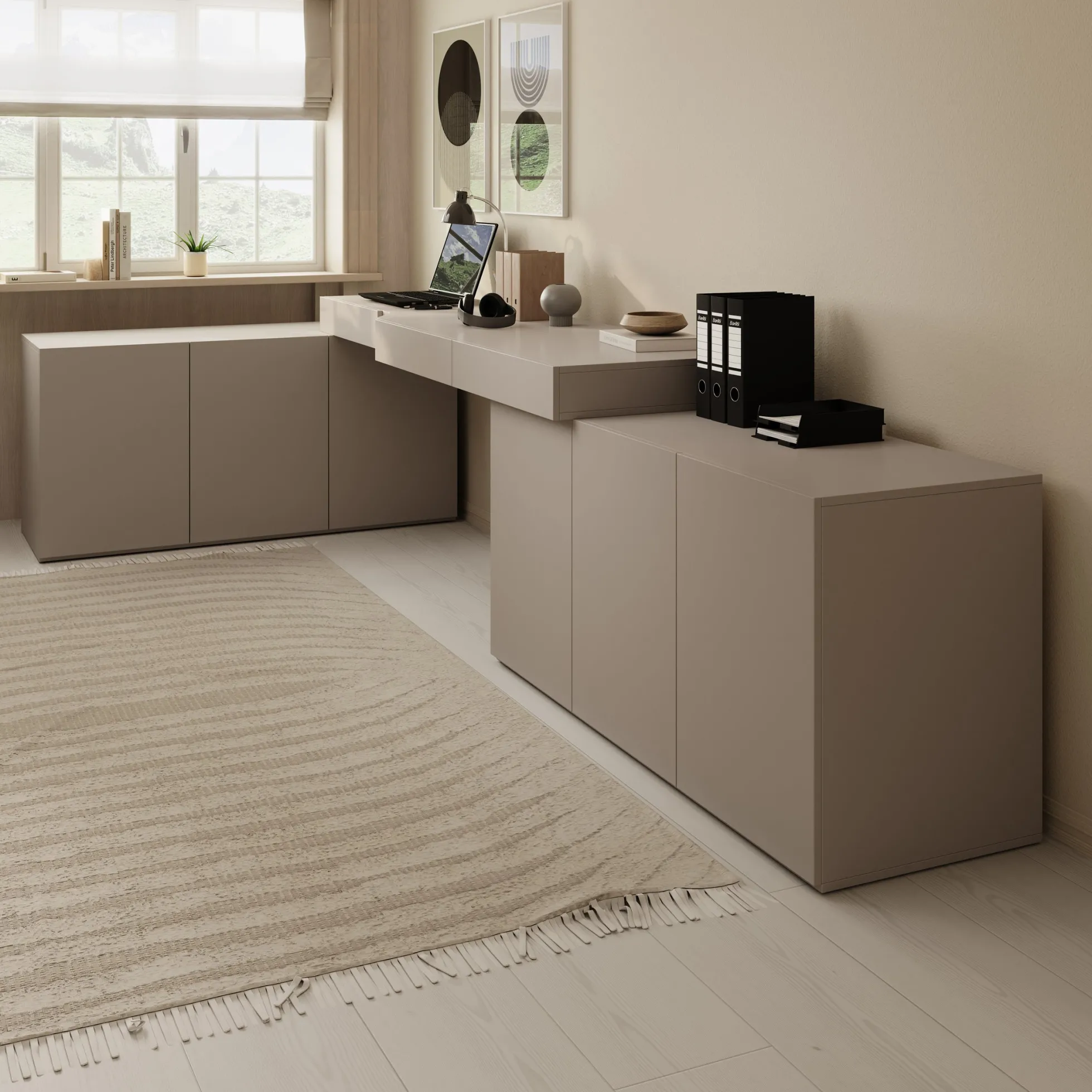 Whenua 4 - Bureau rechts - Beige - 338x141x79 cm