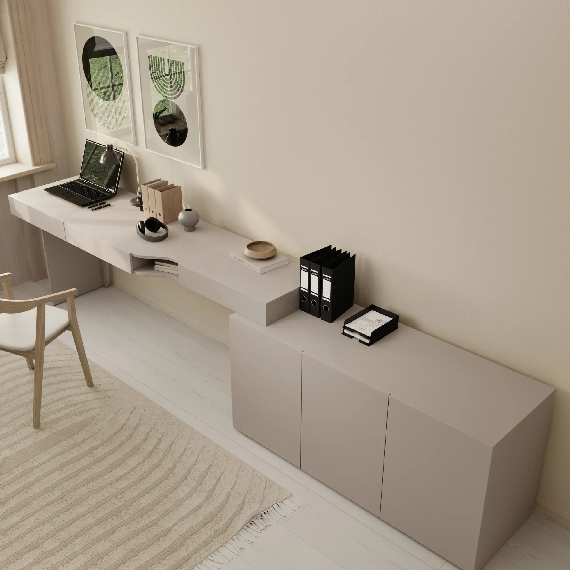 Whenua - Bureau links - Beige - 301x55x79 cm
