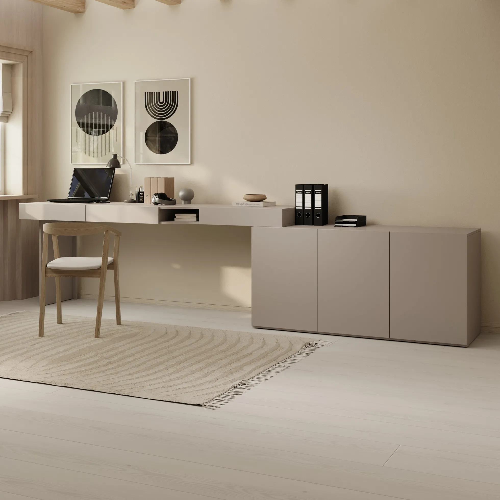 Whenua - Bureau links - Beige - 301x55x79 cm