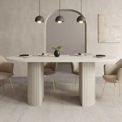 Windel - Eetkamertafel ovaal - Beige - 185x90x75 cm