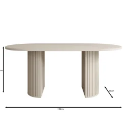 Windel - Eetkamertafel ovaal - Beige - 185x90x75 cm