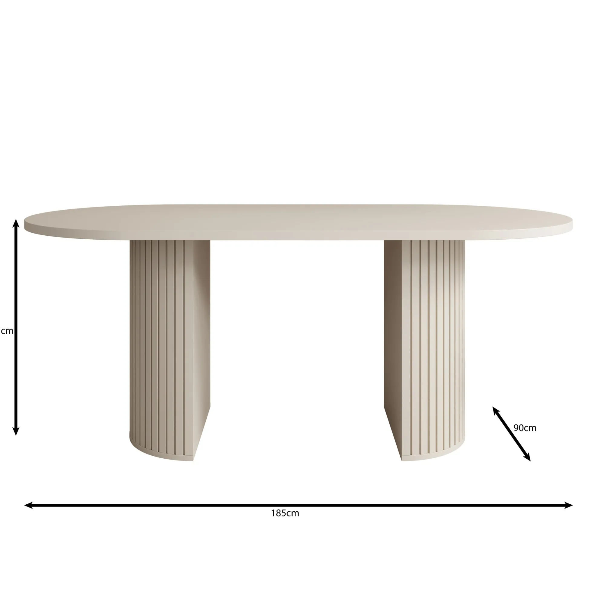 Windel - Eetkamertafel ovaal - Beige - 185x90x75 cm