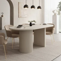 Windel - Eetkamertafel ovaal - Beige - 185x90x75 cm
