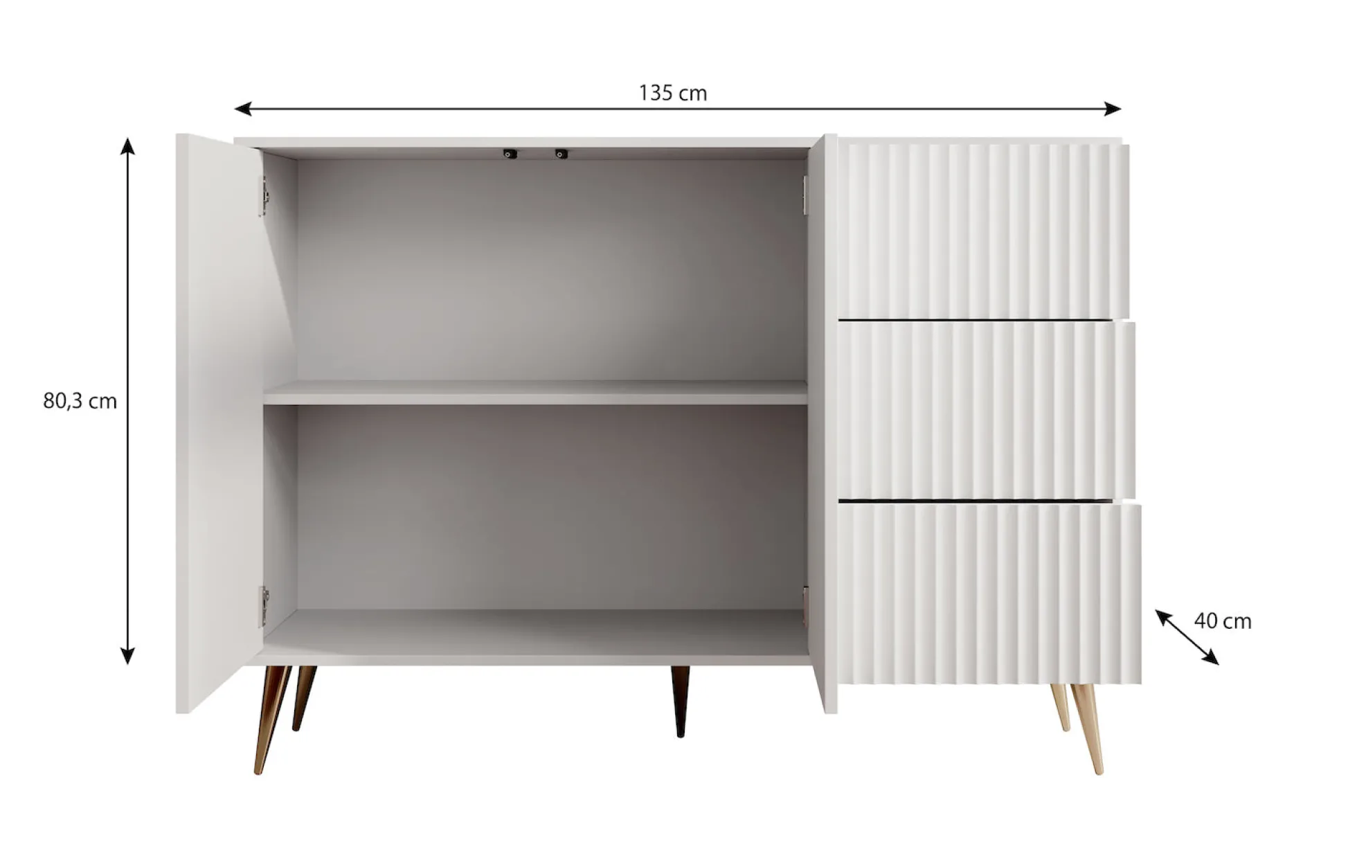 Winq - Dressoir - Antraciet - 135x40x98 cm