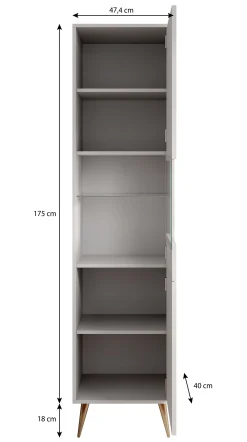 Winq - Vitrinekast - Antraciet - 47x40x193 cm