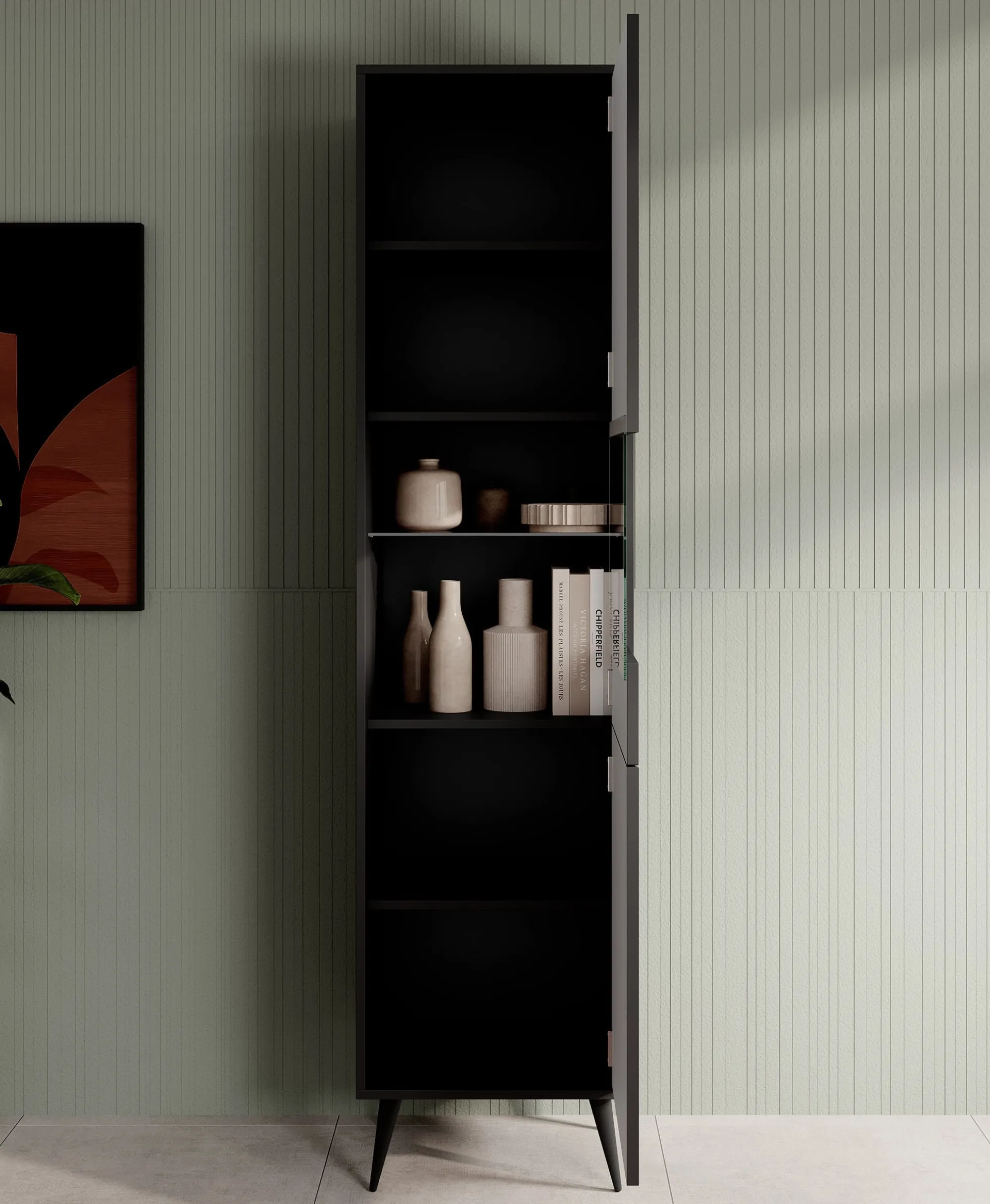 Winq - Vitrinekast - Antraciet - 47x40x193 cm