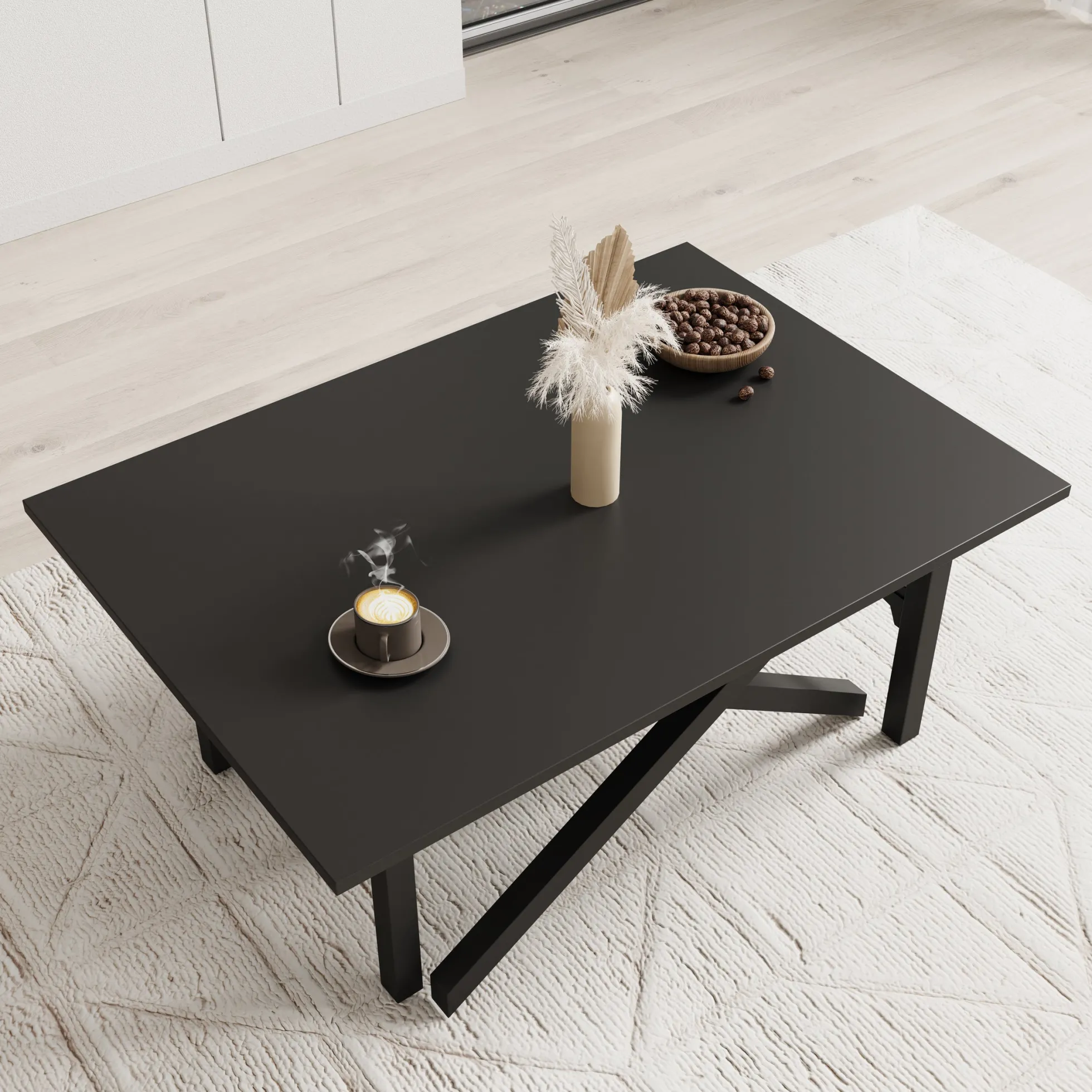 Xalir - Salontafel uitschuifbaar tot eettafel - Zwart - 100x70x40 cm