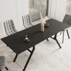 Xalir - Salontafel uitschuifbaar tot eettafel - Zwart - 100x70x40 cm