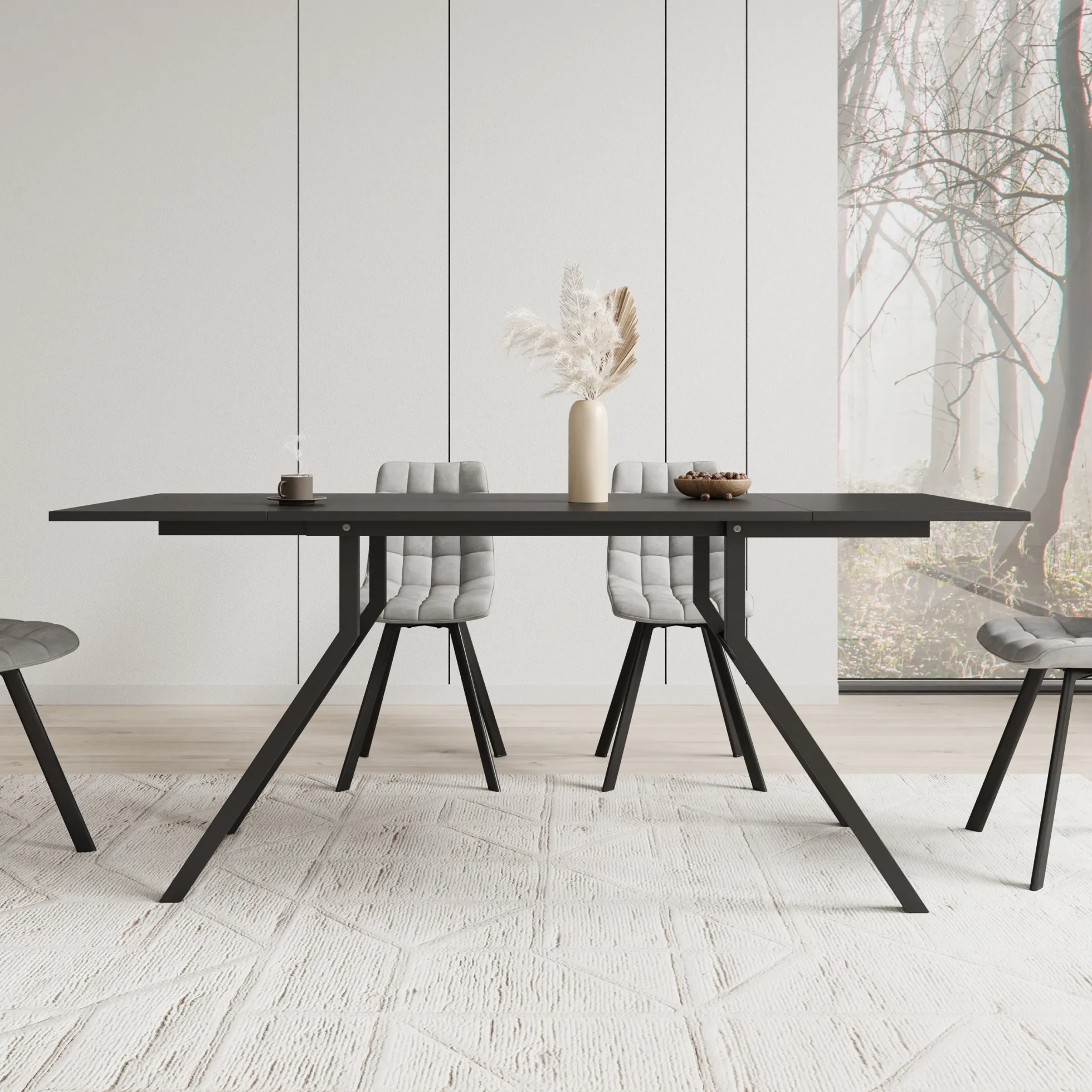 Xalir - Salontafel uitschuifbaar tot eettafel - Zwart - 100x70x40 cm