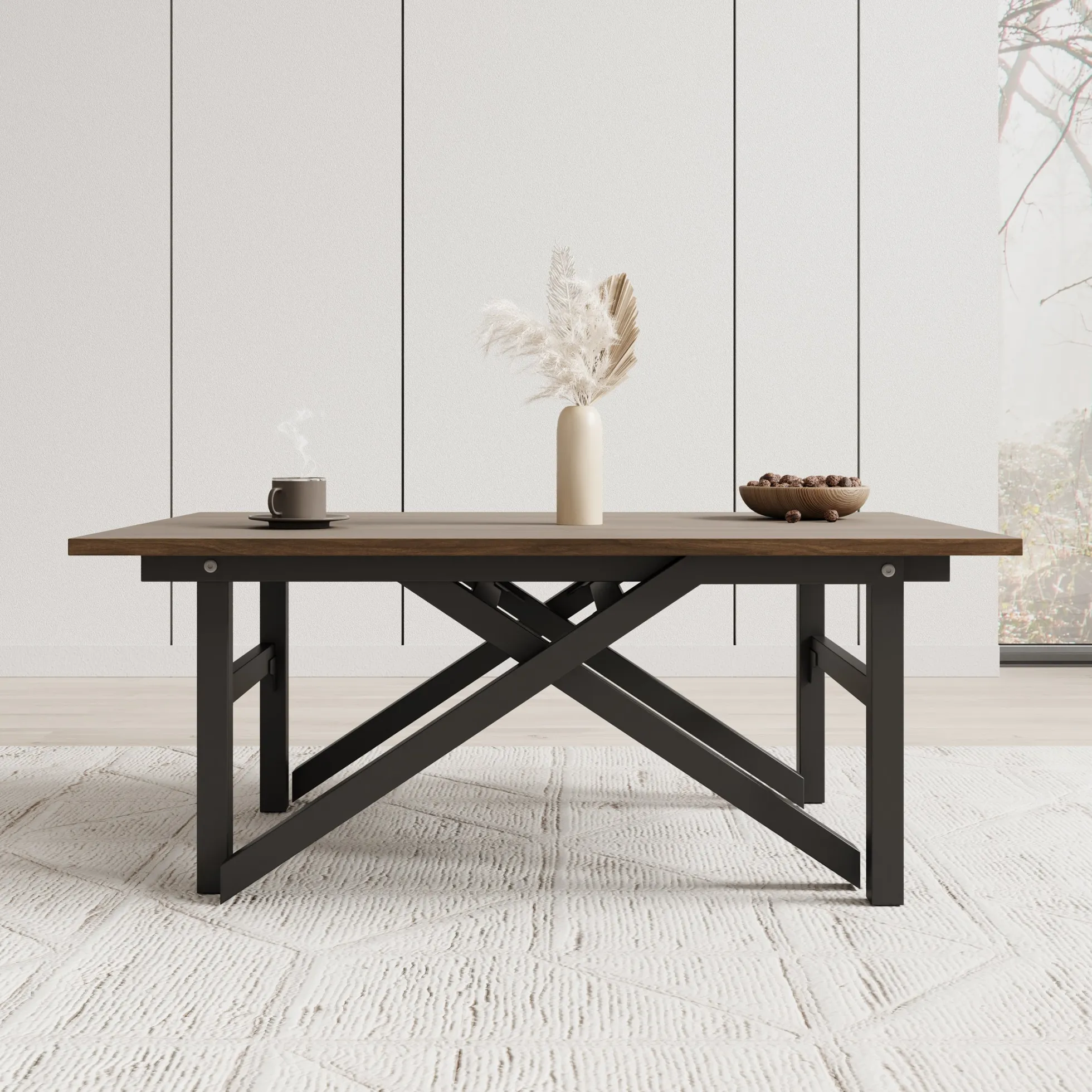 Xalir - Salontafel uitschuifbaar tot eettafel - Donker eiken - 100x70x